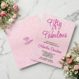 Invitation Cinquante ans et Fabuleux Rose Pailleté Élégant