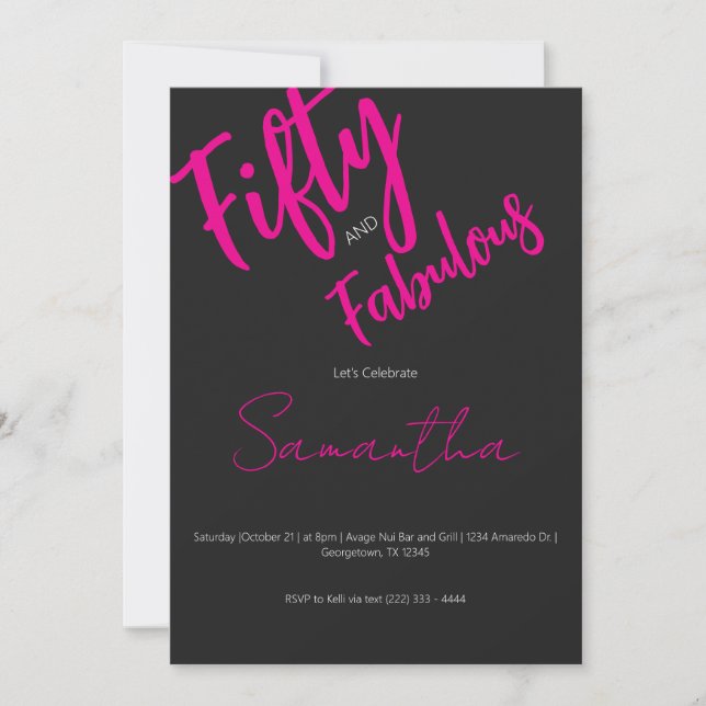 Invitation Cinquante ans et Fabuleux Script 50e Anniversaire (Devant)