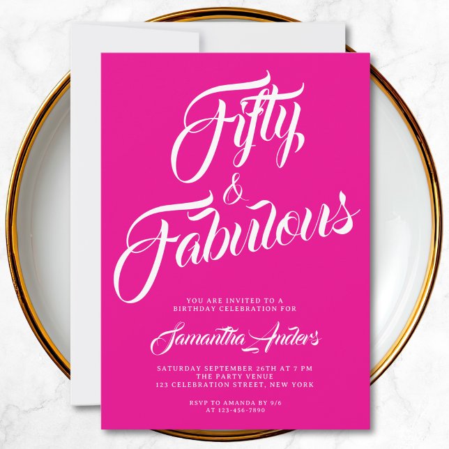 Invitation Cinquante ans et Fabuleux Script Fête d'anniversai (Créateur téléchargé)