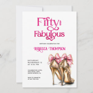 Invitation Cinquante ans et Fabuleux Talons Rose Or 50e Anniv