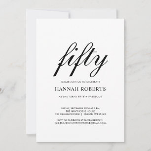 Invitation Cinquante ans et Fantastique Fête d'anniversaire n