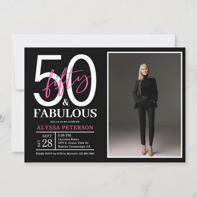 Invitation Cinquante ans et Fantastique Script Photo 50e Anni (Devant)