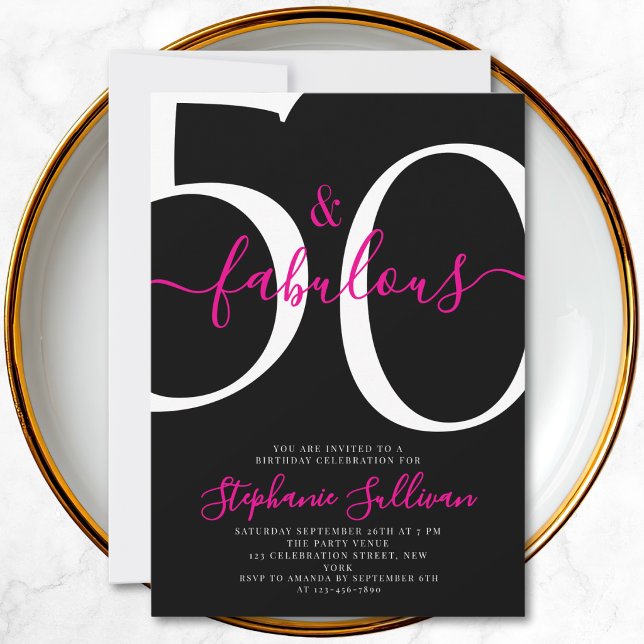 Invitation Cinquante ans et Fantastique Texte Anniversaire 50 (Créateur téléchargé)