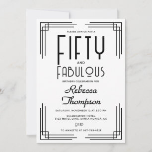 Invitation Cinquante ans Fantastique Art Déco Noir et Blanc 5