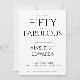 Invitation Cinquante ans minimaux et fabuleux Anniversaire no