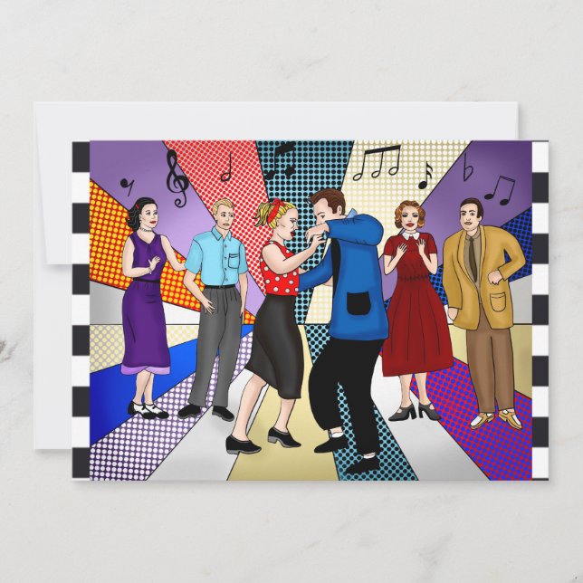 Invitation Cinquante ans rétro Thématique Anniversaire (Devant)