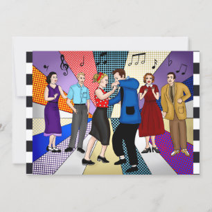 Invitation Cinquante ans rétro Thématique Anniversaire