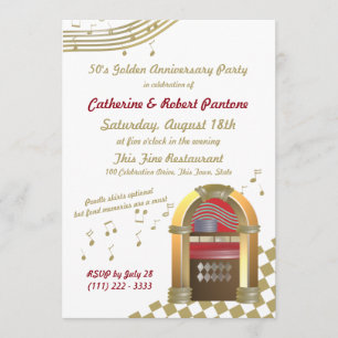 Invitation Cinquante ans sont Jukebox Anniversaire d'or