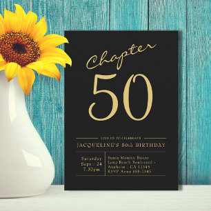 Invitation Cinquante Black Gold 60e fête d'anniversaire