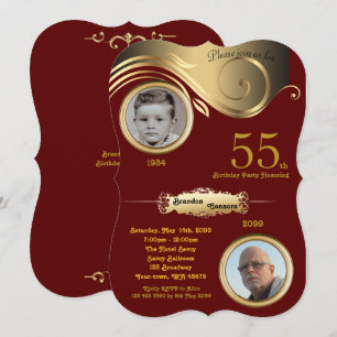 Invitation cinquante-cinquième, âge d'homme d'anniversaire,