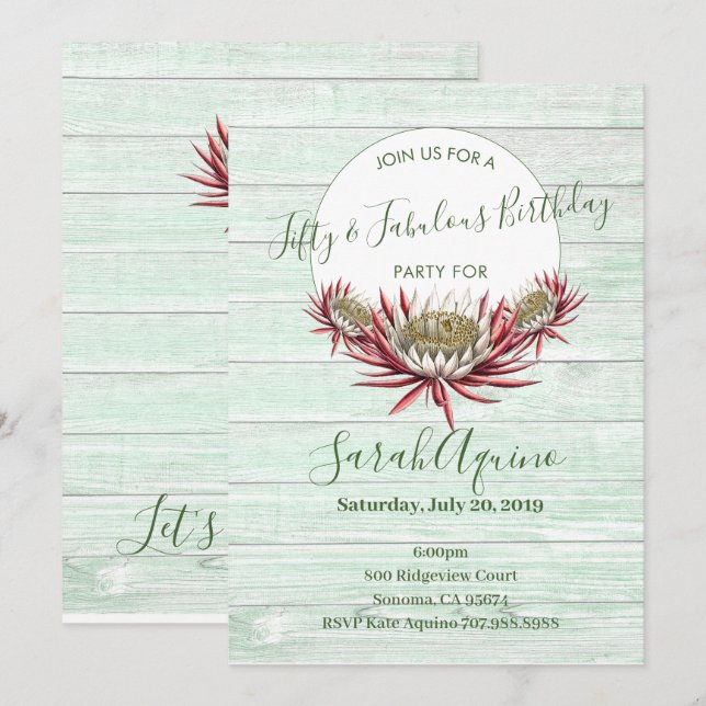 Invitation Cinquante Et Fabrique Rustic Boho Anniversaire (Devant / Derrière)