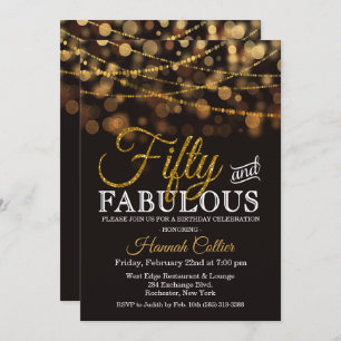 Invitation Cinquante et fabuleuse Parties scintillant Anniver