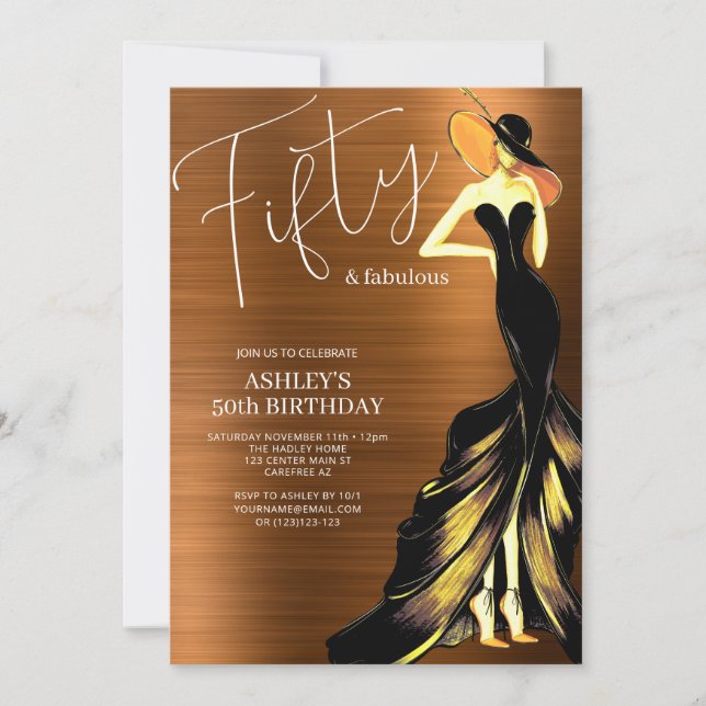 Invitation Cinquante et fabuleuse robe 50e anniversaire (Devant)