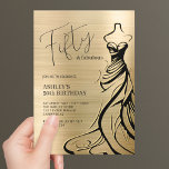 Invitation Cinquante et fabuleuse robe Or 50e anniversaire<br><div class="desc">Créez votre propre Cinquante et Fabuleuse robe Gold 50th Birthday Invitation! Personnalisez ce design avec votre propre texte. Vous pouvez customiser cette conception en cliquant sur le bouton "Modifier les détails" si vous le souhaitez.</div>