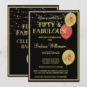 Invitation Cinquante et fabuleux anniversaire Black Gold