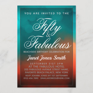 Invitation Cinquante et fabuleux anniversaire Turquoise