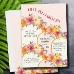 Invitation Cinquante et fabuleux arches florales 50e annivers<br><div class="desc">Invitation à la fête du 50e anniversaire pour les femmes. Le design est intitulé "Cinquante et fabuleux" et le modèle est configuré pour vous pour ajouter votre libellé invitation personnalisé. Ce joli design floral présente des arches dorées modernes et des guirlandes de fleurs et de feuillage dans des tons salade...</div>