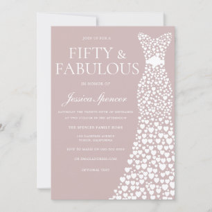 Invitation Cinquante et fabuleux ! Dusty rose & blanc 50e ann