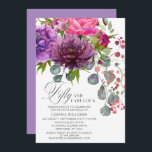 Invitation Cinquante et fabuleux Elégant Floral 50e Anniversa<br><div class="desc">Cinquante et fabuleux Elégant Floral 50th Birthday Invitations présente un élégant bouquet de fleurs d'aquarelle en rose, violet et bordeaux avec verdure. Ajoutez simplement votre texte personnalisé pour vos invitations à l'occasion de votre cinquantième anniversaire. Personnalisé en modifiant le texte dans les zones de texte fournies. Conçu par ©Evco Studio...</div>