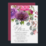Invitation Cinquante et fabuleux Elégant Floral 50e Anniversa<br><div class="desc">Cinquante et fabuleux Elégant Floral 50th Birthday Invitations présente un élégant bouquet de fleurs d'aquarelle en rose, violet et bordeaux avec verdure. Ajoutez simplement votre texte personnalisé pour vos invitations à l'occasion de votre cinquantième anniversaire. Personnalisé en modifiant le texte dans les zones de texte fournies. Conçu par ©Evco Studio...</div>