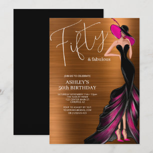 Invitation Cinquante et fabuleux Elégant rose 50e anniversair