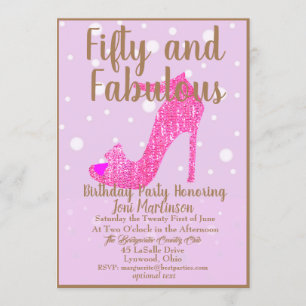 Invitation Cinquante et fabuleux fête d'anniversaire Hot rose