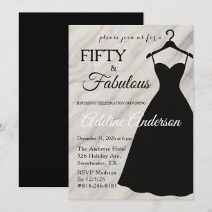 Invitation Cinquante et Fabuleux Marbre Noir Blanc 50ème