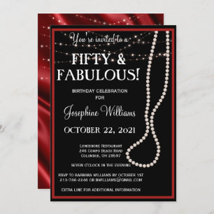 Invitation Cinquante et fabuleux Red and Black Party Invitati