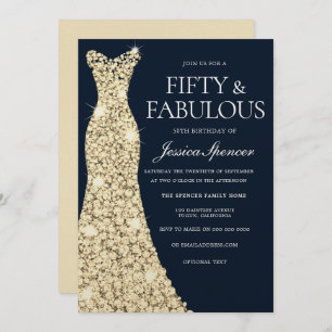 Invitation Cinquante et fabuleux ! ! Robe d'or Gown 50e anniv