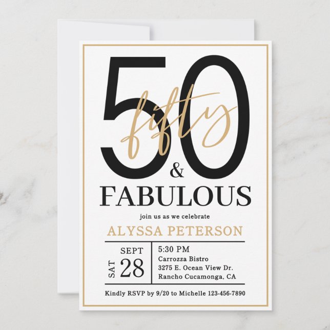 Invitation Cinquante et Fabuleux Script 50e Anniversaire (Devant)