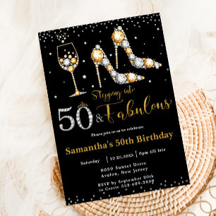 Invitation Cinquante et fabuleux talons hauts Bubbly 50e anni