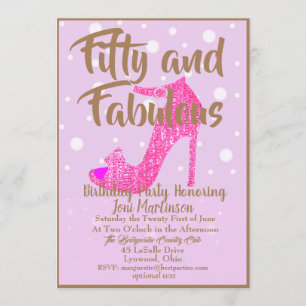 Invitation Cinquante et fabuleux textes en or rose chaud Girl