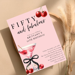 Invitation Cinquante et Incroyable Cherry Martini 50e Anniver