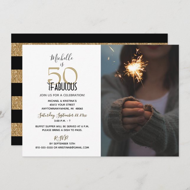 Invitation Cinquante et un fabuleux anniversaire (Devant / Derrière)