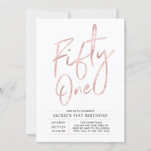 Invitation Cinquante et un   Rose Gold Pinceau Moderne pour 5