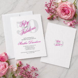 Invitation Cinquante & Fabuleuse Célébration Rose Glamour