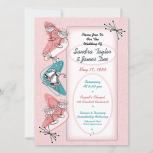 Invitation Cinquante fabuleuses Années 1950 Vintage Wedding I