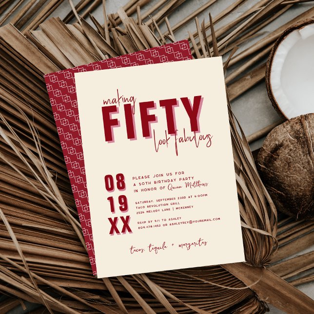 Invitation Cinquante & Fabuleux | Fête d'anniversaire 50 ans (Créateur téléchargé)
