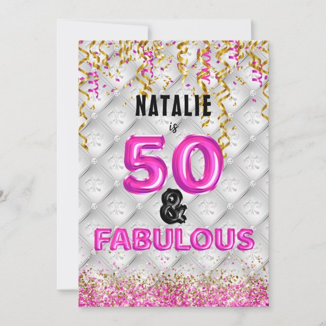 Invitation Cinquante fabuleux Gold Pink 50e (Devant)