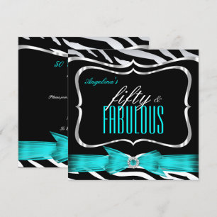 Invitation Cinquante Fantastique Bleu Turquoise Zèbre Noir Él