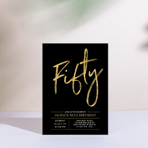 Invitation Cinquante   Fête d'anniversaire 50 ans moderne or 