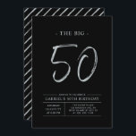 Invitation Cinquante | Fête de l'Argent et du Noir 50e annive<br><div class="desc">Célébrez votre journée spéciale avec cette simple et élégante invitation à la fête du 50e anniversaire. Ce design comprend un script de brosse "The Big 50" avec une mise en page propre dans un combo couleur noir et argent. D'autres conceptions et fournitures de fête sont disponibles à ma boutique BaraBomDesign....</div>