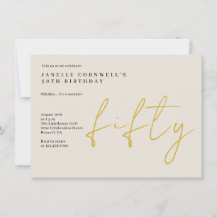 Invitation Cinquante Gold Modern 50th Birthday Party Invita