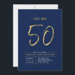 Invitation Cinquante | Gold & Navy Blue 50th Birthday Party<br><div class="desc">Célébrez votre journée spéciale avec cette simple et élégante invitation à la fête du 50e anniversaire. Ce design comprend un script de brosse "The Big 50" avec une disposition propre dans un combo bleu marine et or couleur. D'autres conceptions et fournitures de fête sont disponibles à ma boutique BaraBomDesign.</div>