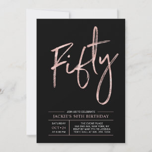 Invitation Cinquante Moderne Rose Gold 50e Anniversaire Fêt