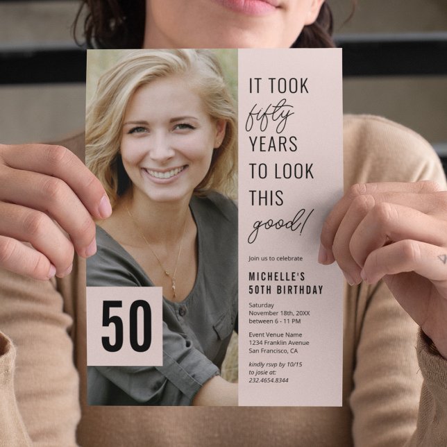 Invitation Cinquante Photo moderne 50e Anniversaire Fête Invi (Créateur téléchargé)