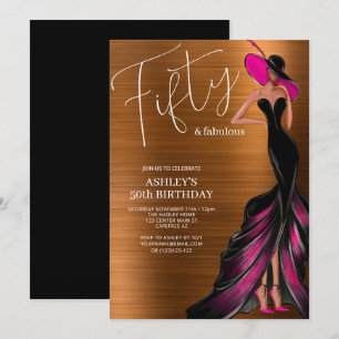 Invitation Cinquante Robe Élégante Fabuleuse 50e Anniversaire