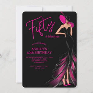 Invitation Cinquante Robes Roses Fabuleuses 50e Anniversaire