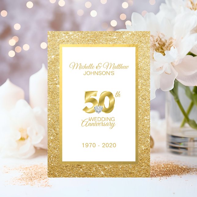 Invitation Cinquantième anniversaire de mariage doré personna (Personalized 50th Golden Wedding Anniversary Invitation)