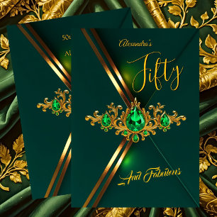 Invitation Cinquantième Anniversaire Fabuleux Émeraude Vert O